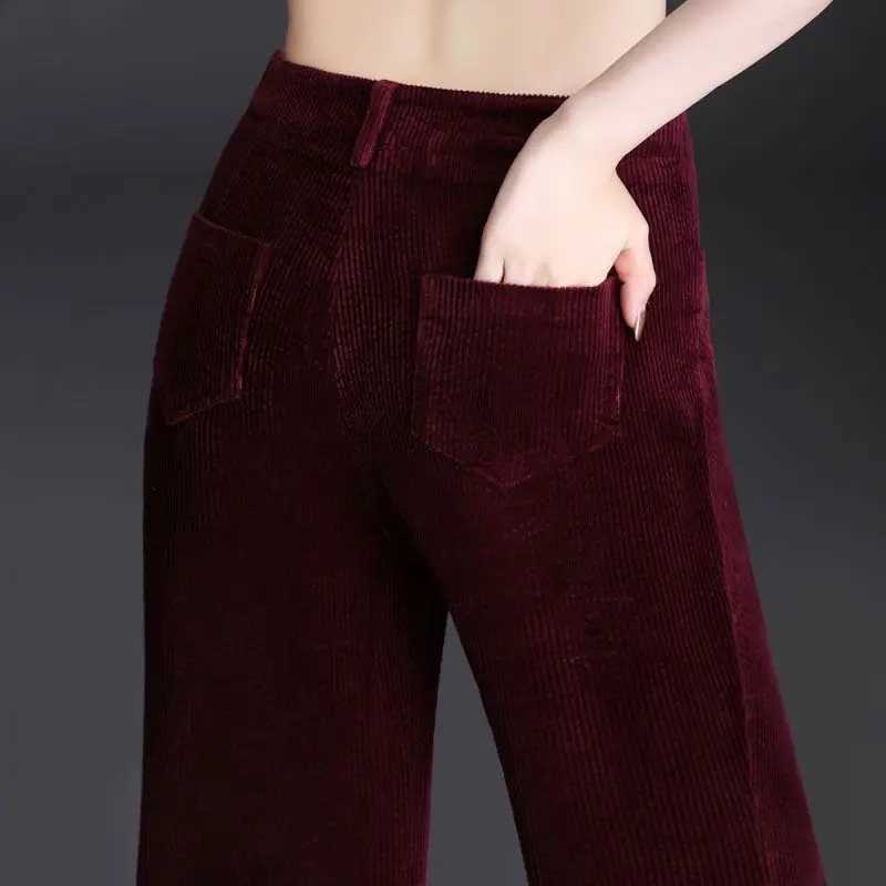 Highend Womens Micropull Pants High Waist and Thin Spring and Autumn 2025 New Corduroy Casual Loose Versatile Trend TrousersT251022