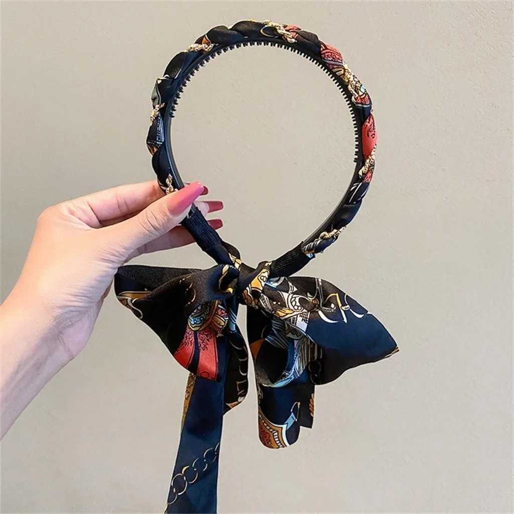 Long Colorful Printed Ribbon Headband for Women Fashion Ribbon Braided HairTied Hairband Headwear Female Hair Accessories V251022