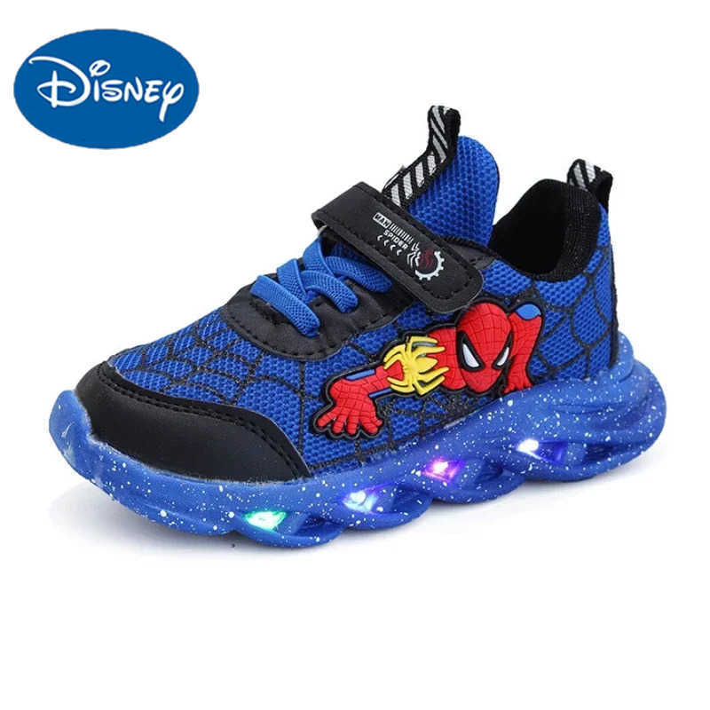 Disney Spring Autumn Boys Spiderman Mesh Breathable Sport Shoes LED Childrens Sneakers Kids Casual Shoes Light Shoes for 06Y H251022