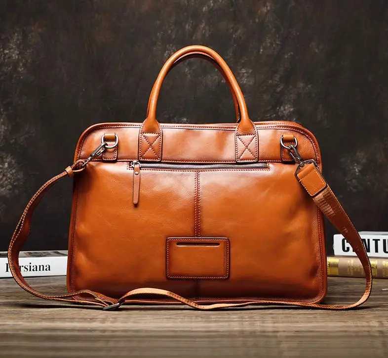 Cowhide Genuine Leather Mens Handbags Business Briefcases Large Capacity 1417 Inch Computer Bag Travel Shoulder Messenger Bags W251022