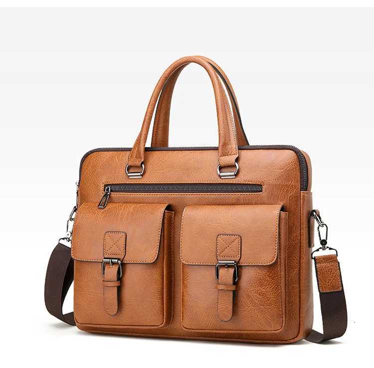 Luxury Brand Man Business Briefcase Bag PU Leather Messenger Shoulder bag Men Office Lunch Bags For Laptop A4 File Male Handbags W251022