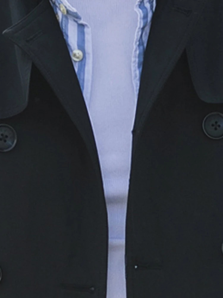 Mauroicardi Autumn Long Fitted Black Trench Coats Men Double Breasted European Fashion Stylish Overcoat 251014