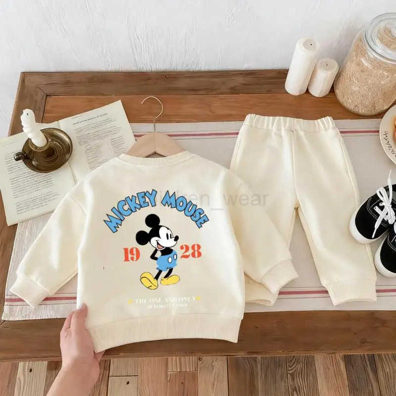 Disney Mickey Minnie Cute Baby Girl Boy Sweatshirt Set Spring Fall Fashion Crewneck Hoodie Pants Kids 2pcset Childrens Clothes NEW H251022