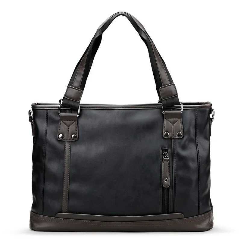 Brand Design Casual Men Briefcase Leather Business Bag Vintage Travel Mens Shoulder Messenger Bag Computer Laptop Bags bolso W251022