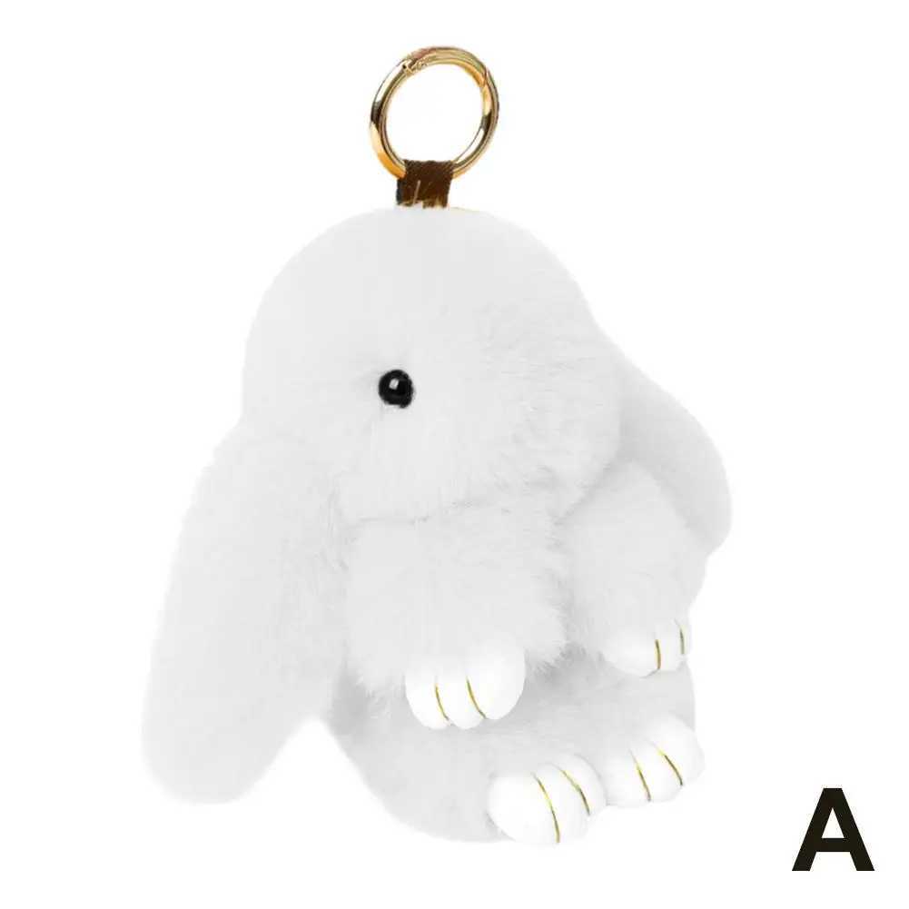 Cute Long Ear Bunny Keychain Real Mink Fur Rabbit Doll Charm Toys Ornament Keyring Jewelry Pompom Pendant Gifts Handbag Plu C9M0 J251121