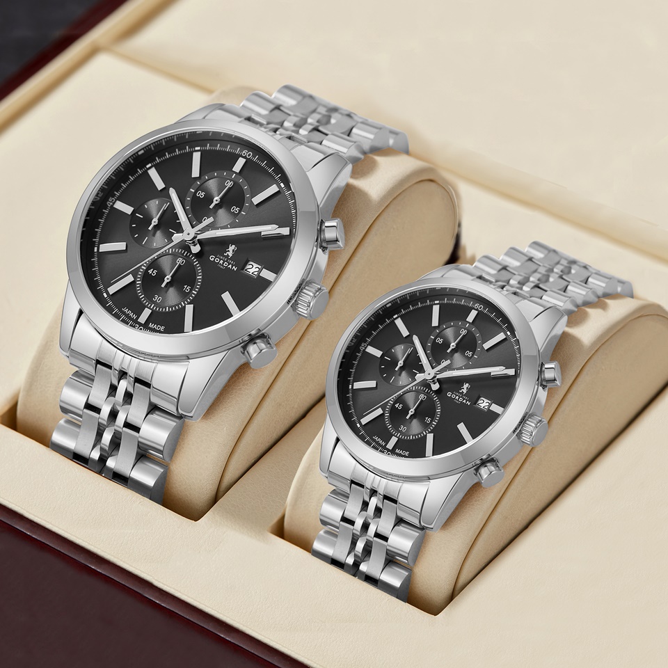222A Stylish Dual-Gender Chronograph Watch Precision Quartz Motion in a Sleek Metal Frame Suitable for Both Lover Wedding Gift