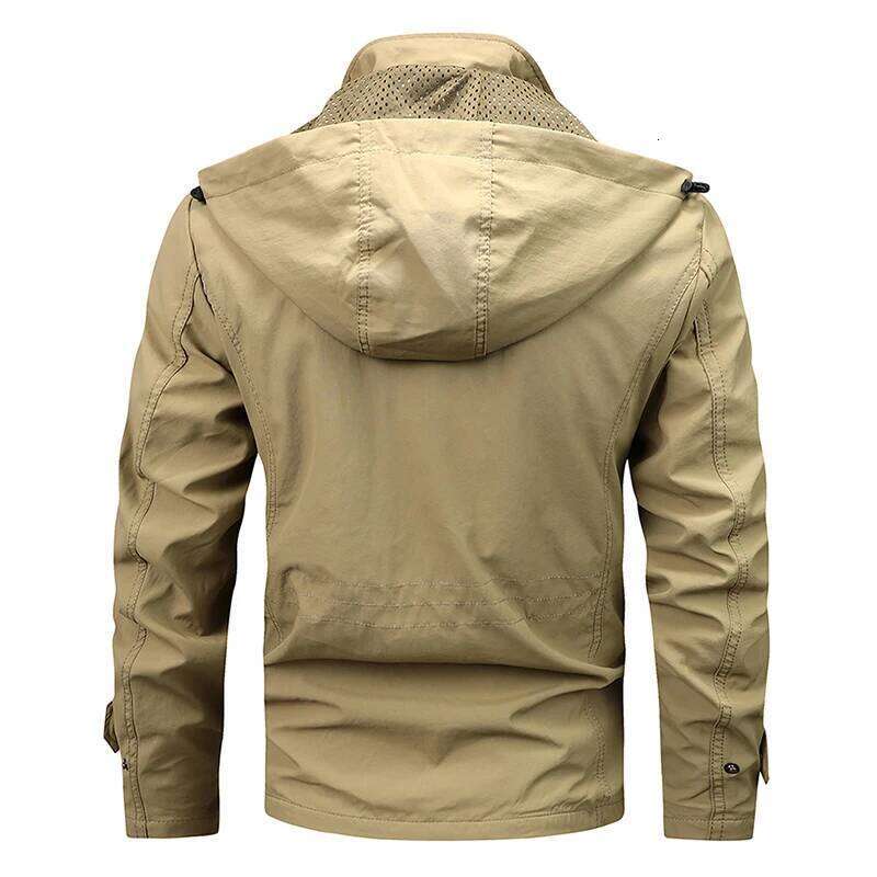 Spring Autumn New Windproof Casual Coat Detachable Hat Men Multi-Pocket Waterproof Military Jacket Male M-5Xl