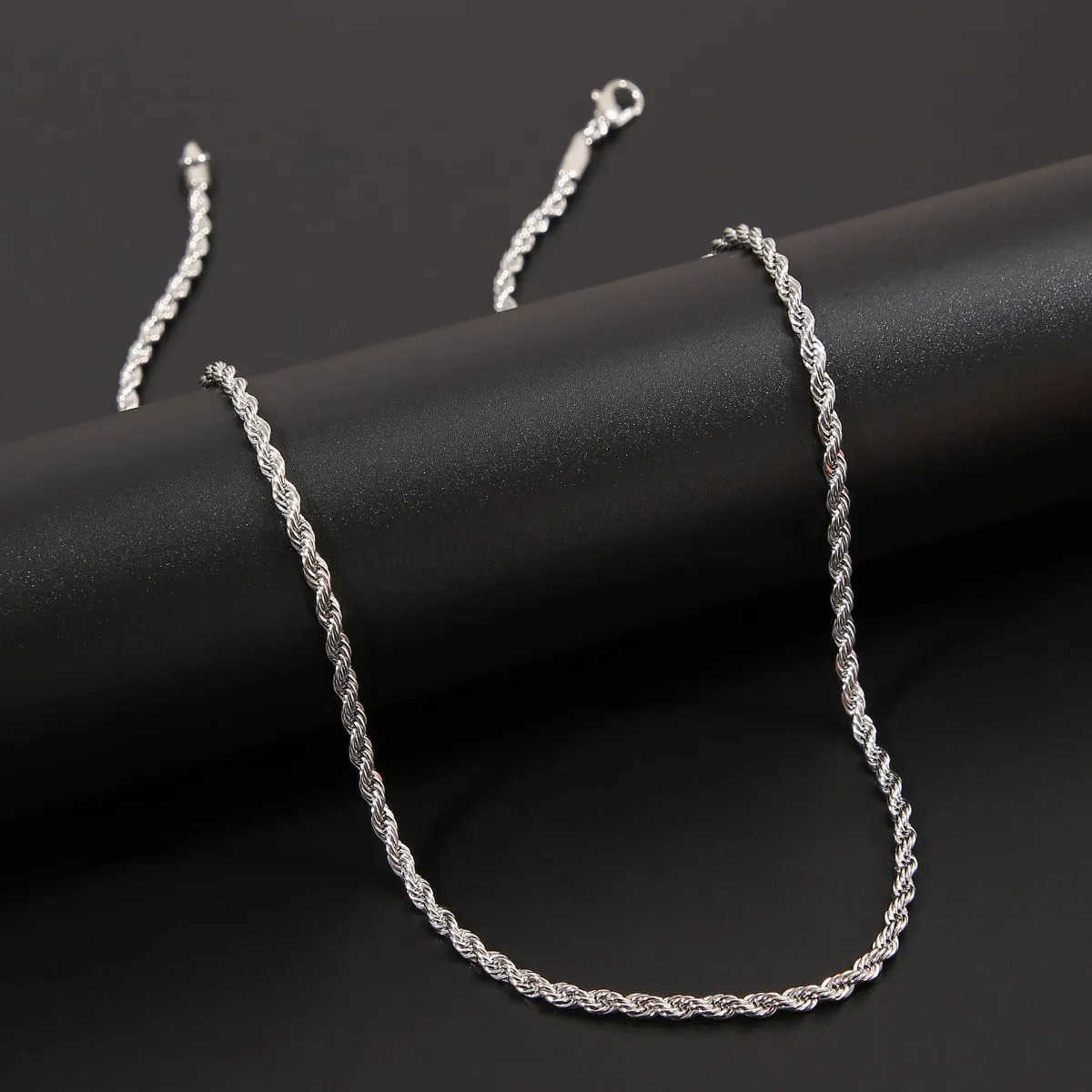 Twist Chain Necklace Twist Shape Stainless Steel Golden and Silvery Hip Hop Style Rope Chain Womens Fashion Simple New Jewelry U251022