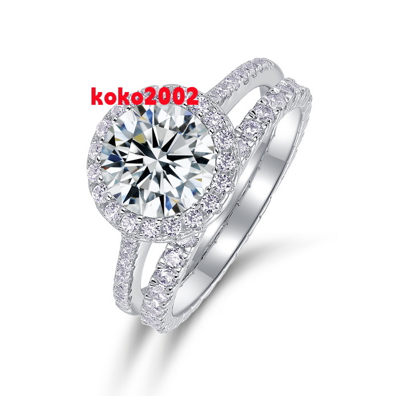 Custom Round Shape Halo Design Vvs1 Gra 15ct 2ct 8mm Moissanite Diamond Wedding Ring Set Jewellery for Couple