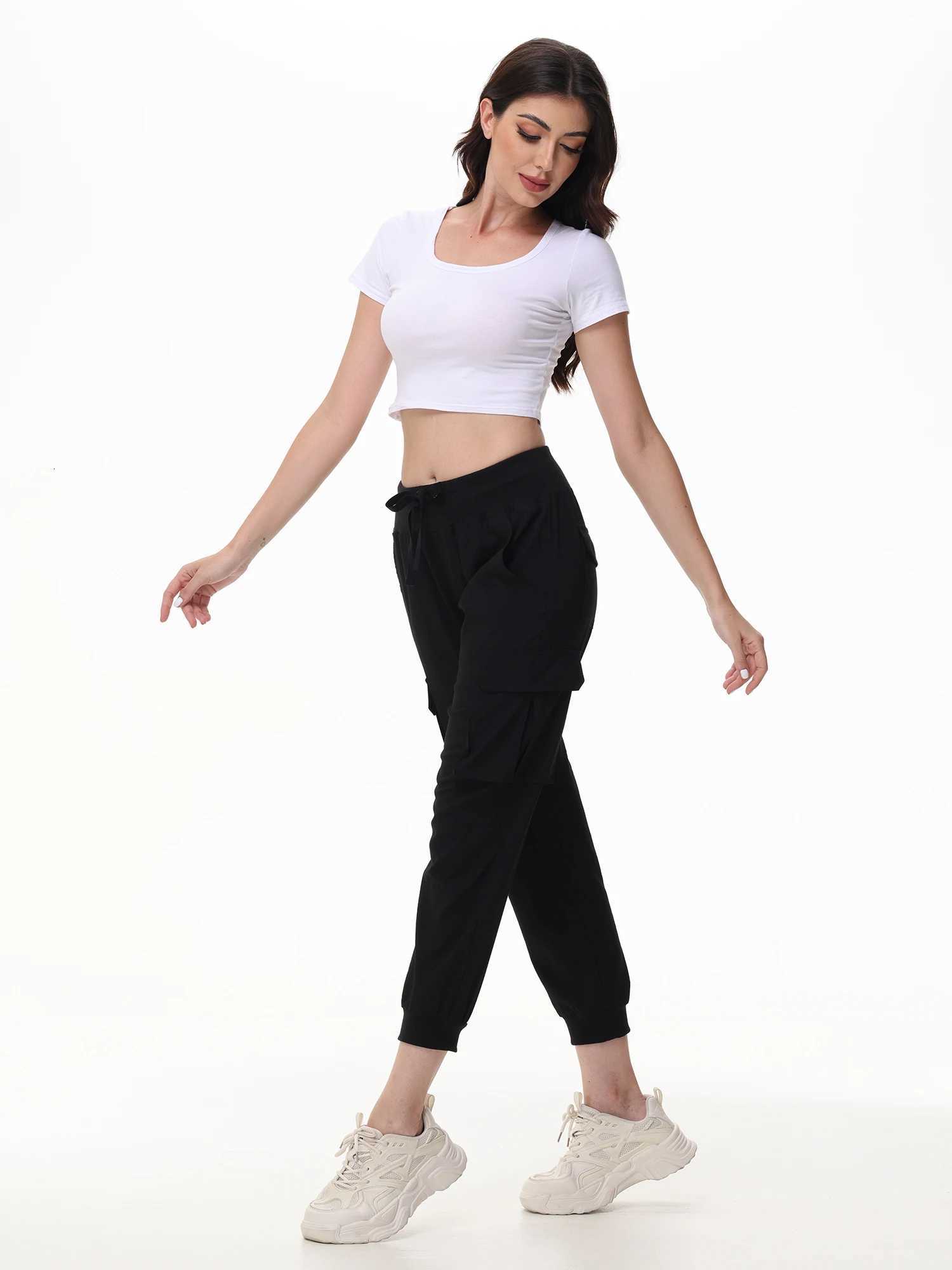 Women Cropped Trousers Jogger Pants Lightweight Breathable Casual Yoga Pants Quality Cargo Sweatpants with 6 PocketsT251022