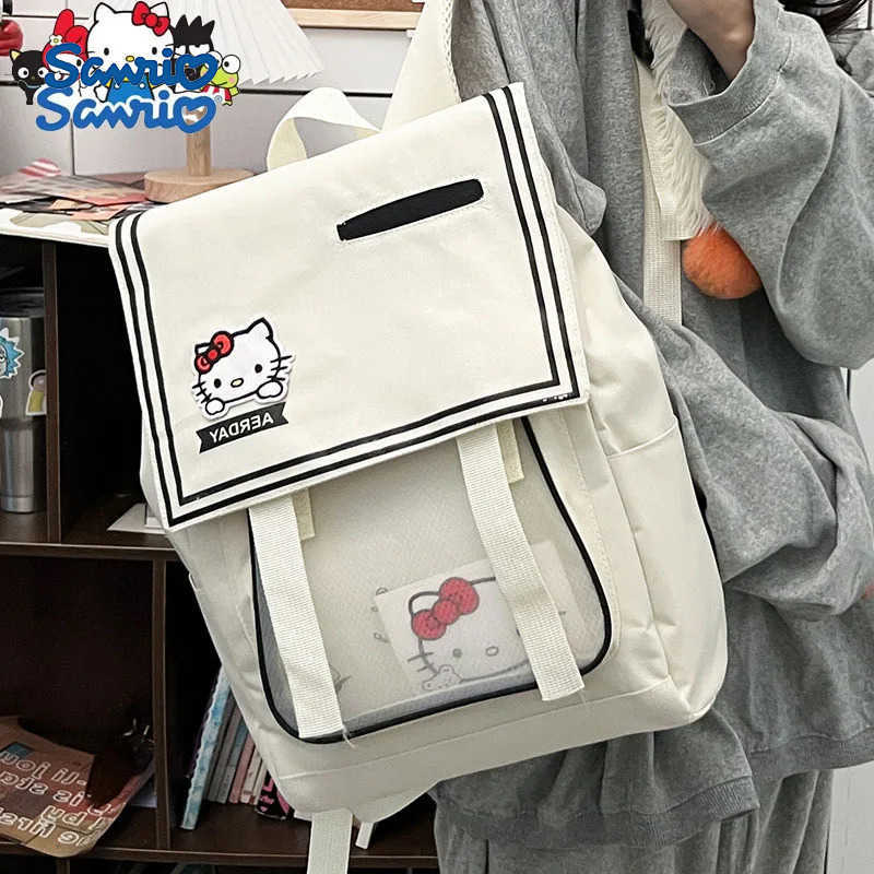 Sanrio New Hello Kitty Middle School Student Backpack Versatile Casual Double Shoulder Bag Large Capacity Fashionable Backpack L251022