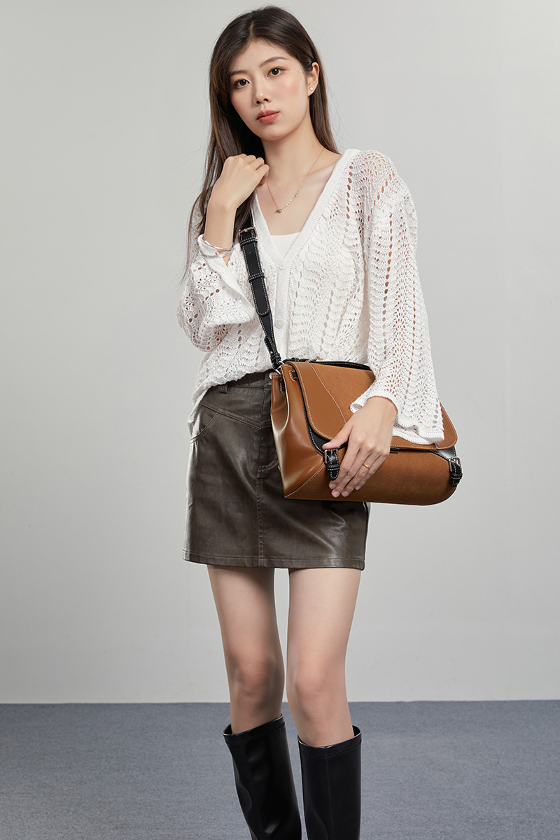 Sewafox Mini Backpack Women PU Leather Crossbody Shoulder Bag Removable Strap Brown White Purple Brown