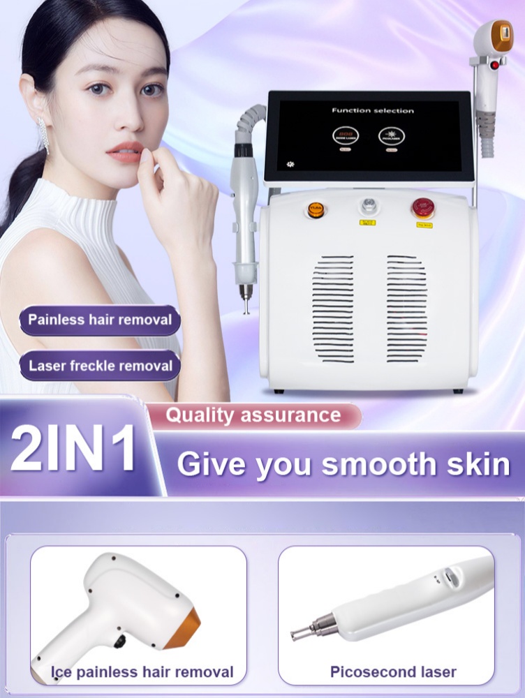 2 In 1 Picosecond Yag Laser Machine Pico Laser Tattoo Removal Ice Titanium Diode Laser 808nm Hair Removal Device