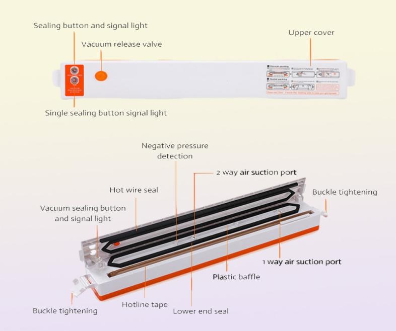 Other Kitchen Tools Household Eletric Vacuum Food Sealer Automatic Packaging Machine 220V Vaccum Packer With 10Pcs Bags Kichen Too7417414