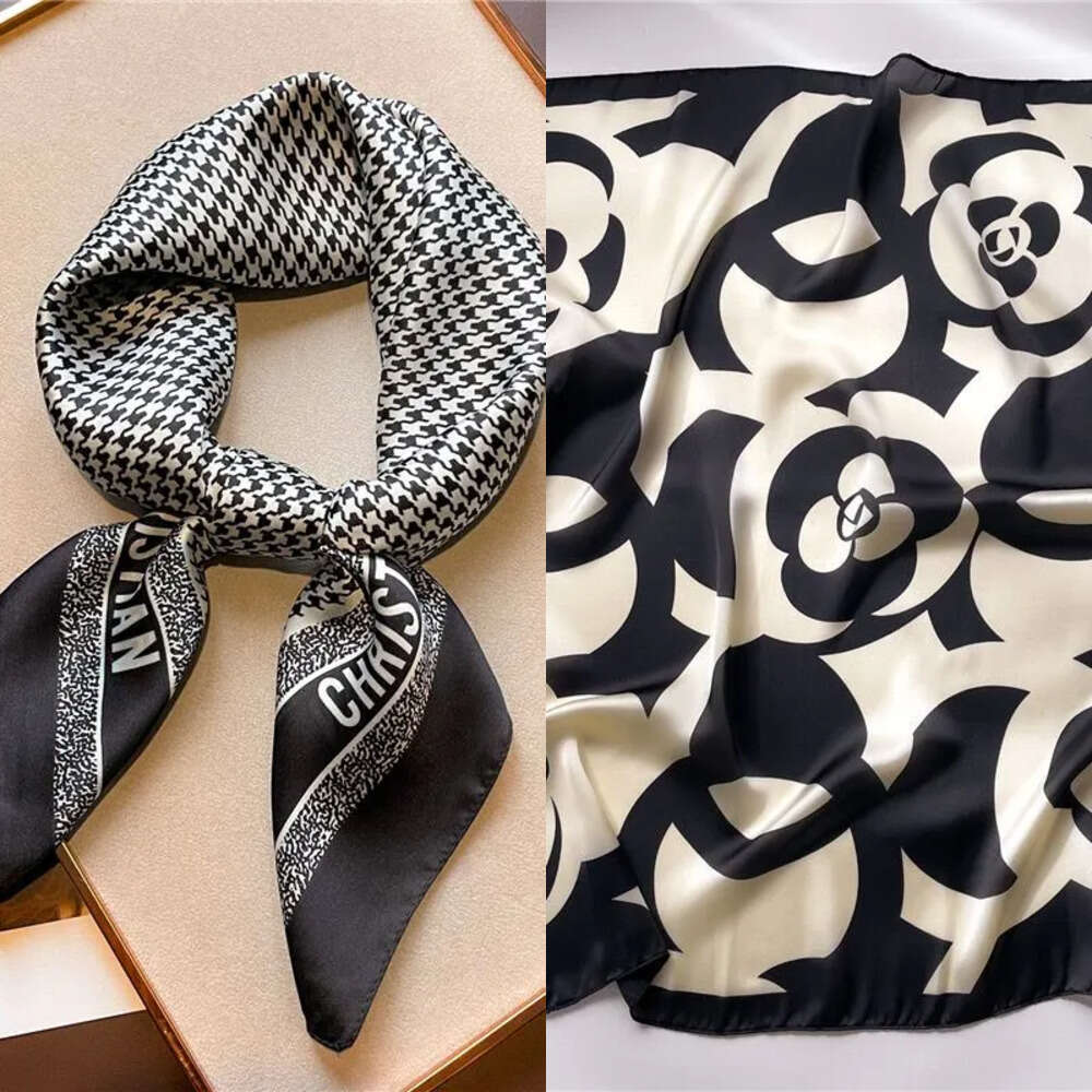 New 70cm Silk Feeling Square Scarf Designer Women Brand Neck Tie Female Hair Shawl Wraps Headkerchief Hijab Bandana Fashion Classic Black Green Red Blue 2024 60