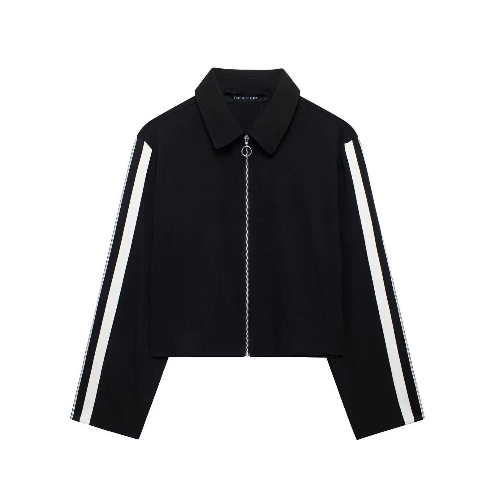 HH Women Fashion Side Stripe Coat Pant Set Long Sleeve Zipper Jacket Elastic Waist Wide Leg Pants High Street Lady OutfitT251022