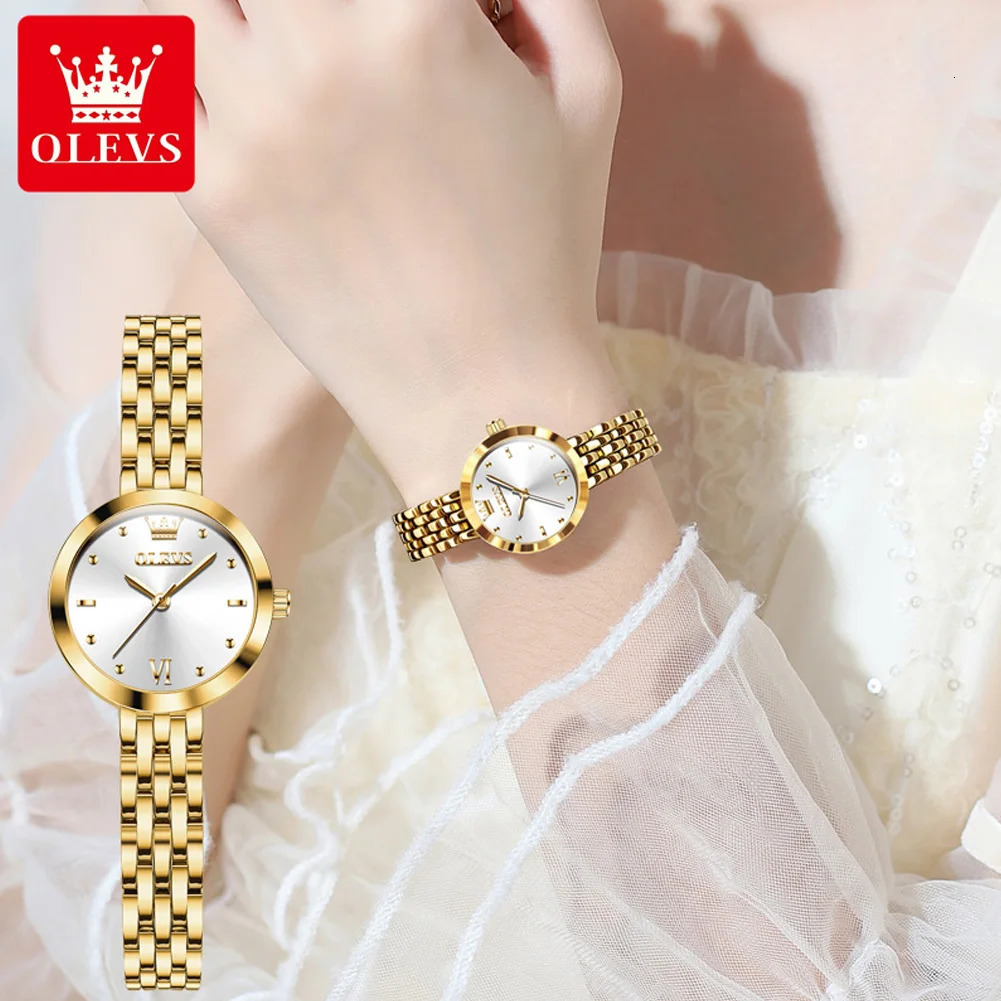 OLEVS Top Womens Watches Elegant Fashion Gold Watch for Women Original Simple Quartz Waterproof Wristwatch Ladies 251027w