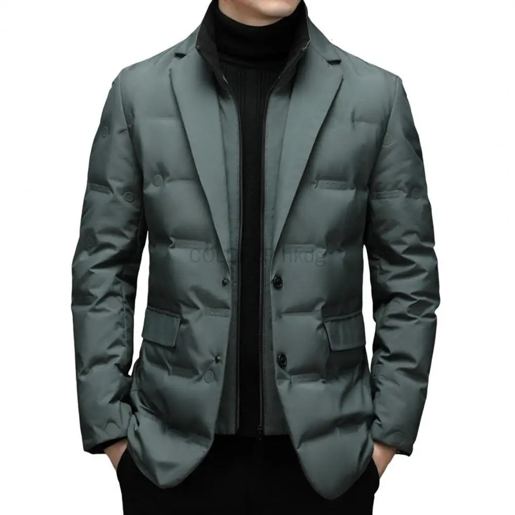 Down Jacket Mens Business Casual Suit White Duck Down Coats with Removable Inner Mens Winter Jacket 251020