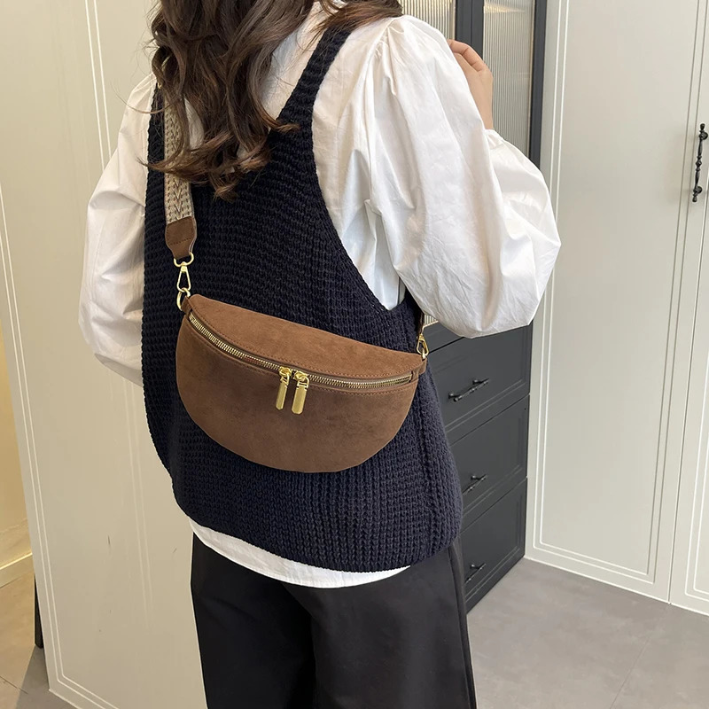 Womens Chest Bag Faux Suede Waist Fashion Fanny Pack Adjustable Strap Hip pack ner Shoulder Crossbody Bags Phone Purse 251014