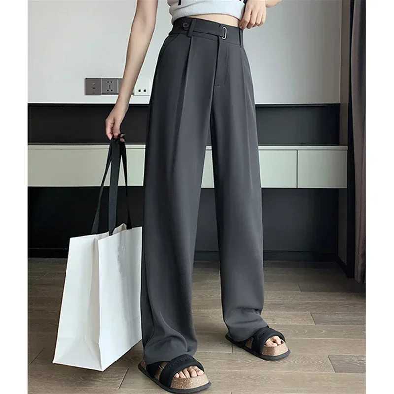 Office Ladies Casual Suit Wide Leg Pants Women Elegant 2025 Spring Summer Fashion Solid Color High Waist Loose Outwear TrousersT251022
