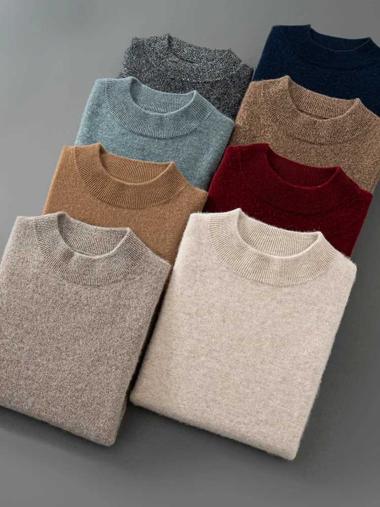 100 Cashmere Mens Autumn Winter Sweater Long Sleeve Half High Neck Warm Soft Luxurious Knit Pullover Top Comfortable ClassicXJ251022