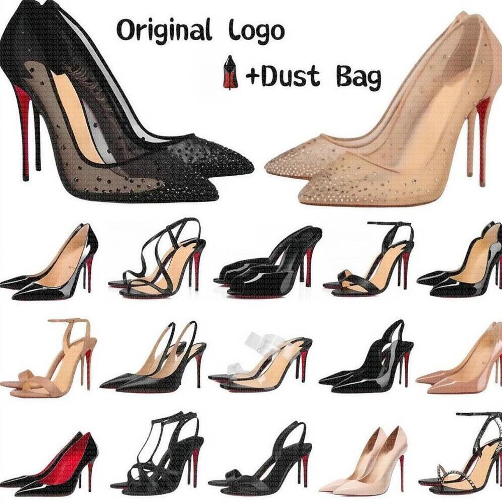Designer heels Women sandals High Heels Red Soled Peep Pointed Toe heels Sandals Stiletto heels Nude Black Patent Leather Women Dress shoes sexy Pumps size 35-44