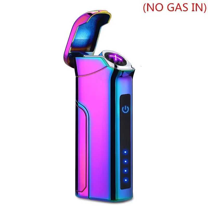 Smart Touch Replaceable Battery USB Electronic Lighter Rechargeable Windproof Gift Men Rotating Plasma Arc LighterNO GAS IN C251022
