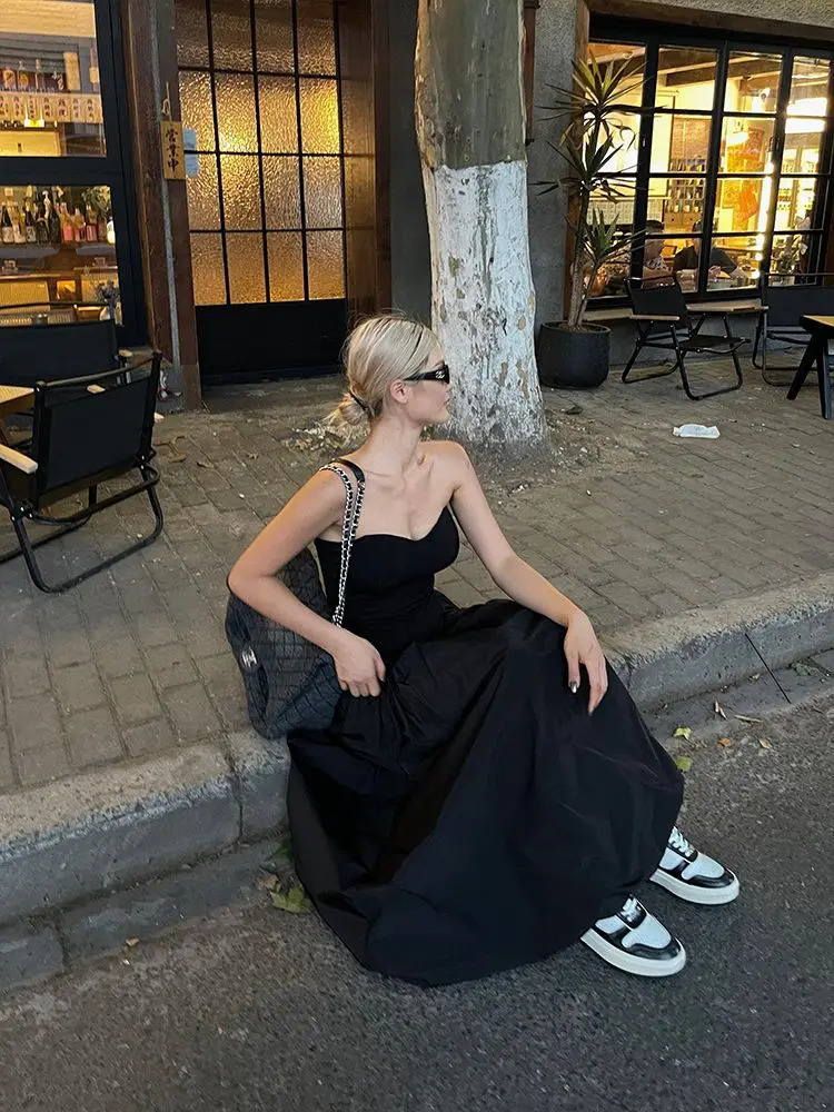 Deeptown Korean Style Casual Long Skirt for Women Vintage Grunge High Waist Maxi Skirts Loose Fashion Streetwear Aline Skirt 251022