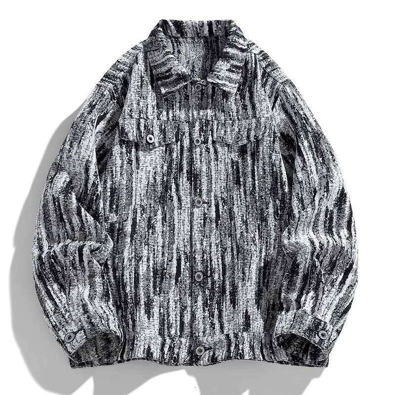 Men Denim Jacket Full Print Floral Vintage Oil Painting Streetwear National Trend Spring Autumn Fashion outdoor Coat