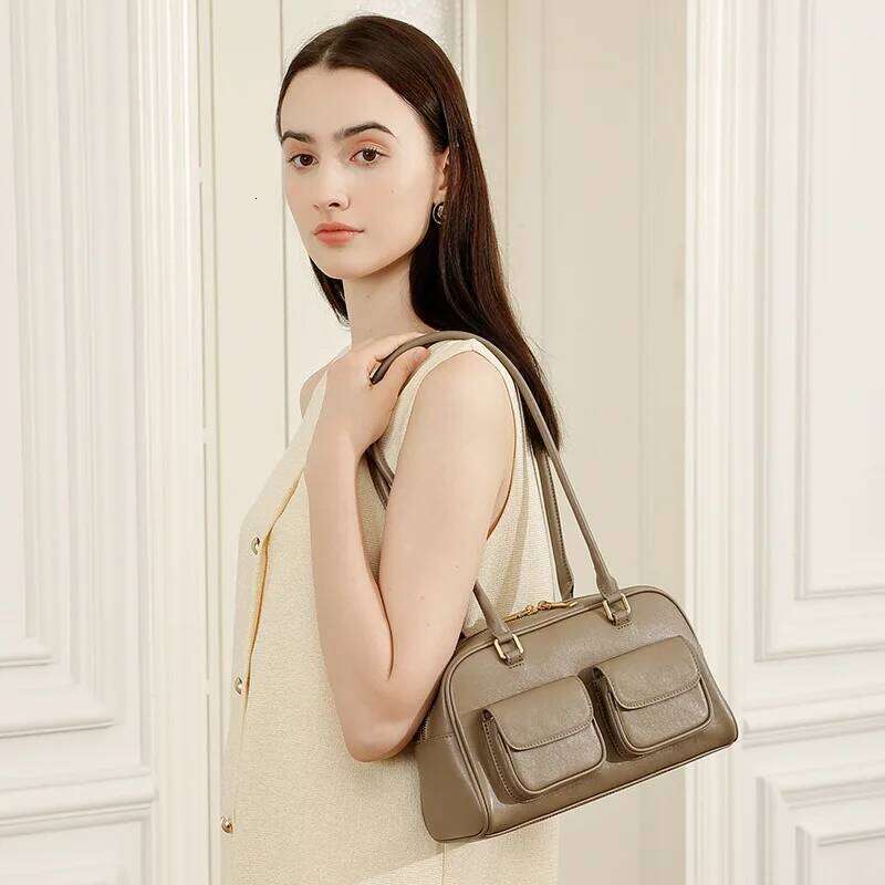 Niche Design Women Underarm Vintage Commuter Handbags Genuine Leather Shoulder Bags For Female Girls Travel Purses Suotong1022