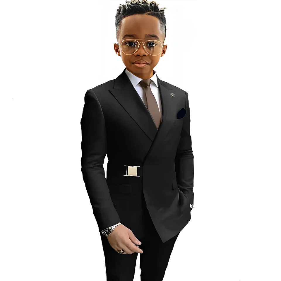 Boy Suits Wedding Kids Tuxedos 2 Pieces Formal Blazer Peaked Lapel Double Breasted Prom Suits JacketPants 251021