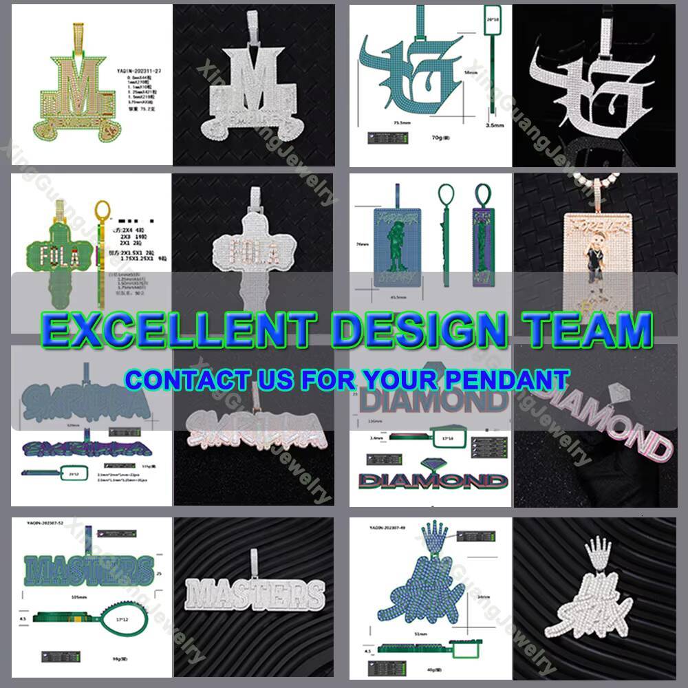 RTS VVS Diamond Pass Diamond Tester Iced Out Moissanite Pendant Customized Trend 925 Silver Hip Hop Fine Jewelry Pendant Lidynamic Chain