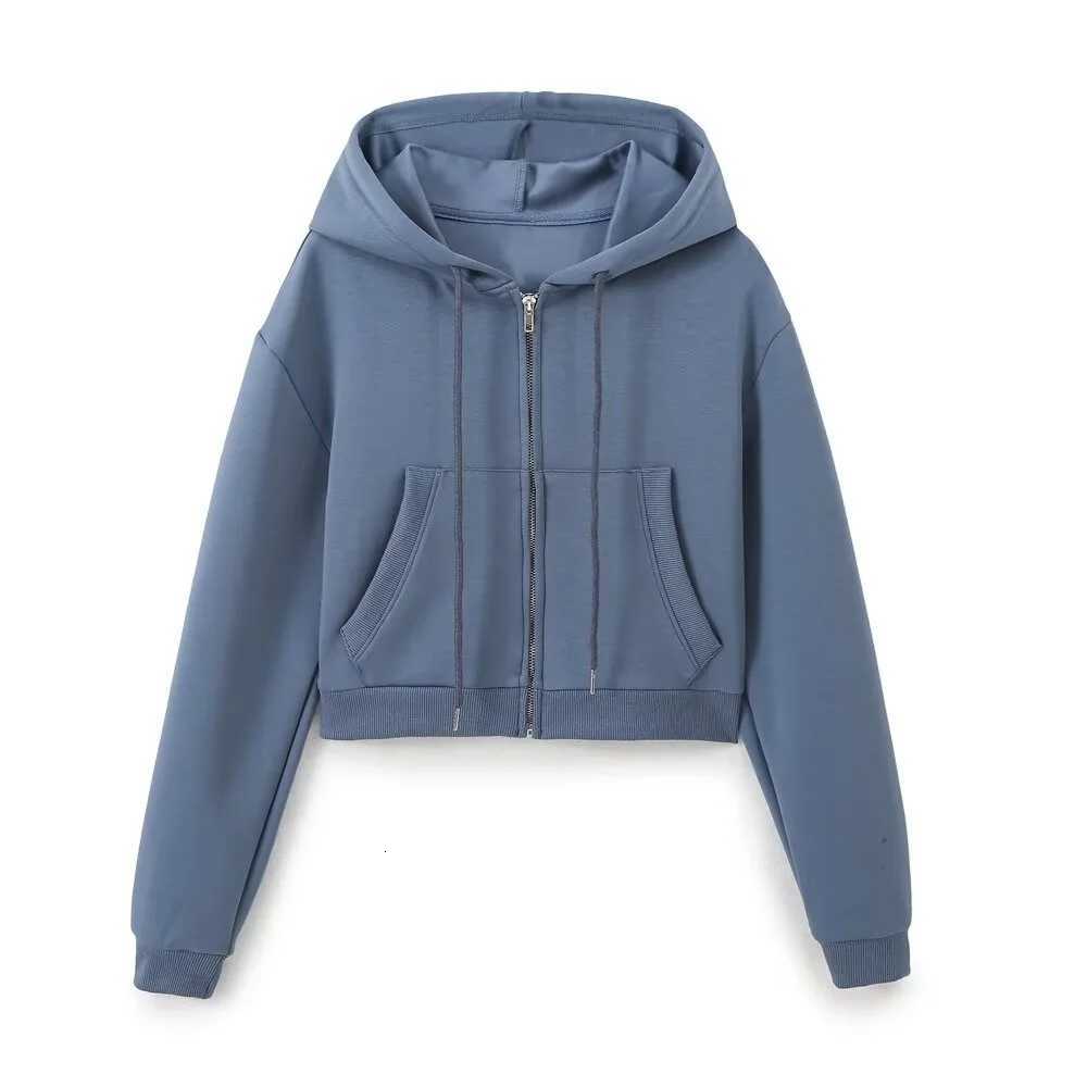 Autumn new womens fashionable casual zipper decoration hooded long sleeved sweatshirt jacket trumpet pants setT251022