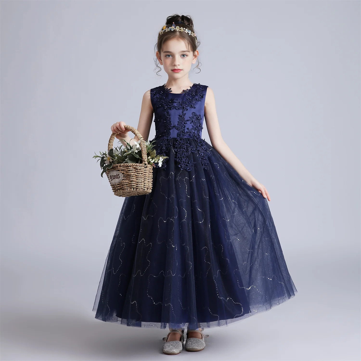 BX683 Kids Dresses For Girls Lace Dress Gown Princess Clothes Children Formal Evening Party Flower Girls Wedding Vestidois 251021