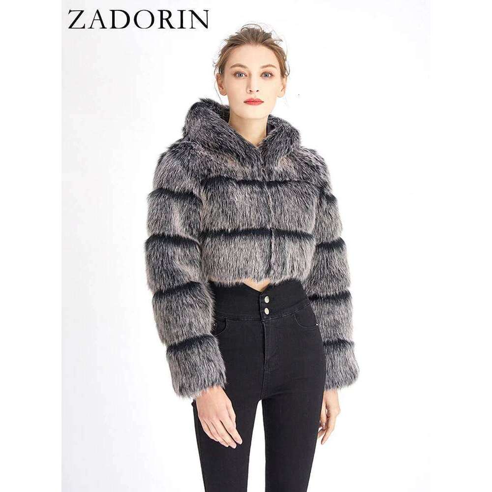 ZADORIN High Quality Hooded Short Coat Woman Clothing Winter Furry Faux Jacket New in Coats & Jackets Fur Top Sexy