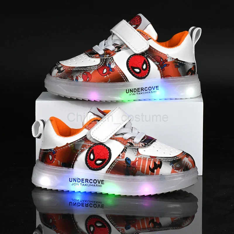 Disney Led Light Shoes for Kids Fashion Cartoon Spiderman Boys Sneakers Girls Casual Shoes Breathable Kids Sport Shoes H251022