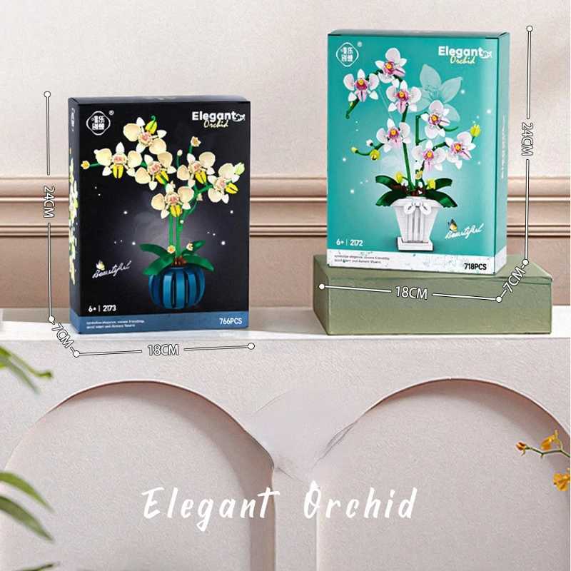 Flowers Bouquet Orchid Building Blocks Bonsai Plant Model Bricks Artificial Romantic Home Decoration Toys Birthday Gift For Girl J251022