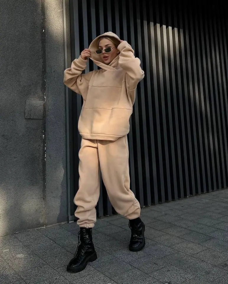 Autumn Winter Women Two Piece Set Tracksuits Set Oversize HoodiesSweatpants Warm Suits Pullover Sweatshirts Pants 2 Piece Set 251010