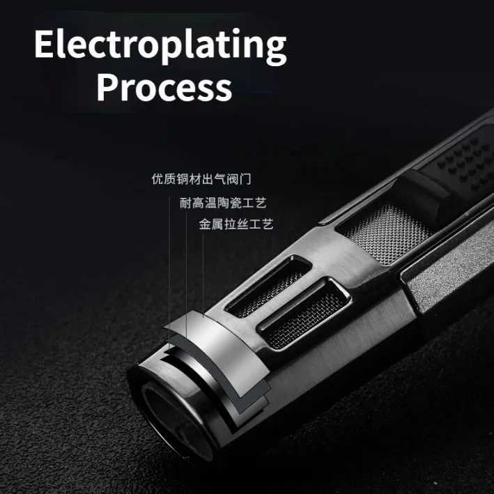 Portable long strip windproof gas lighter butane torch lighter double cross flame creative kitchen lighter metal lighterNO GAS C251022