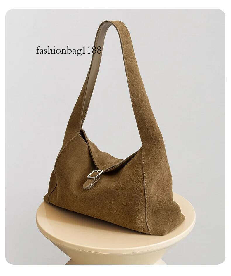 Genuine Grade Suede Leather Women's Tote Designer Brand Cowhide Ladies Shoulder Underarm Bag Small Handbag