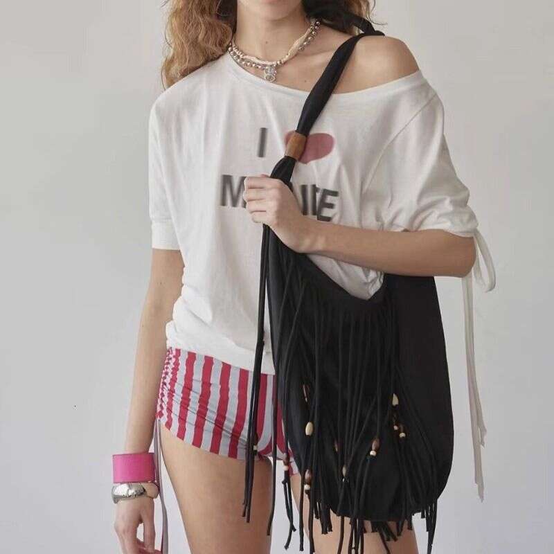Bohemian-Style Fringed Tote Bag Korean Designer, Specially Designed For Women, Is A New Fall/Winter 2025 Single-Shoulder Crossbody Bag.