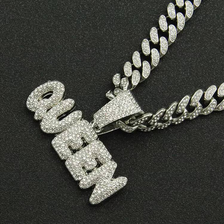 Fashion 18k Gold Plated Hip Hop Jewelry Mens Iced Out Customized Trend Design Letter Alphabet Cuban Lidynamic Chain Pendant Necklace