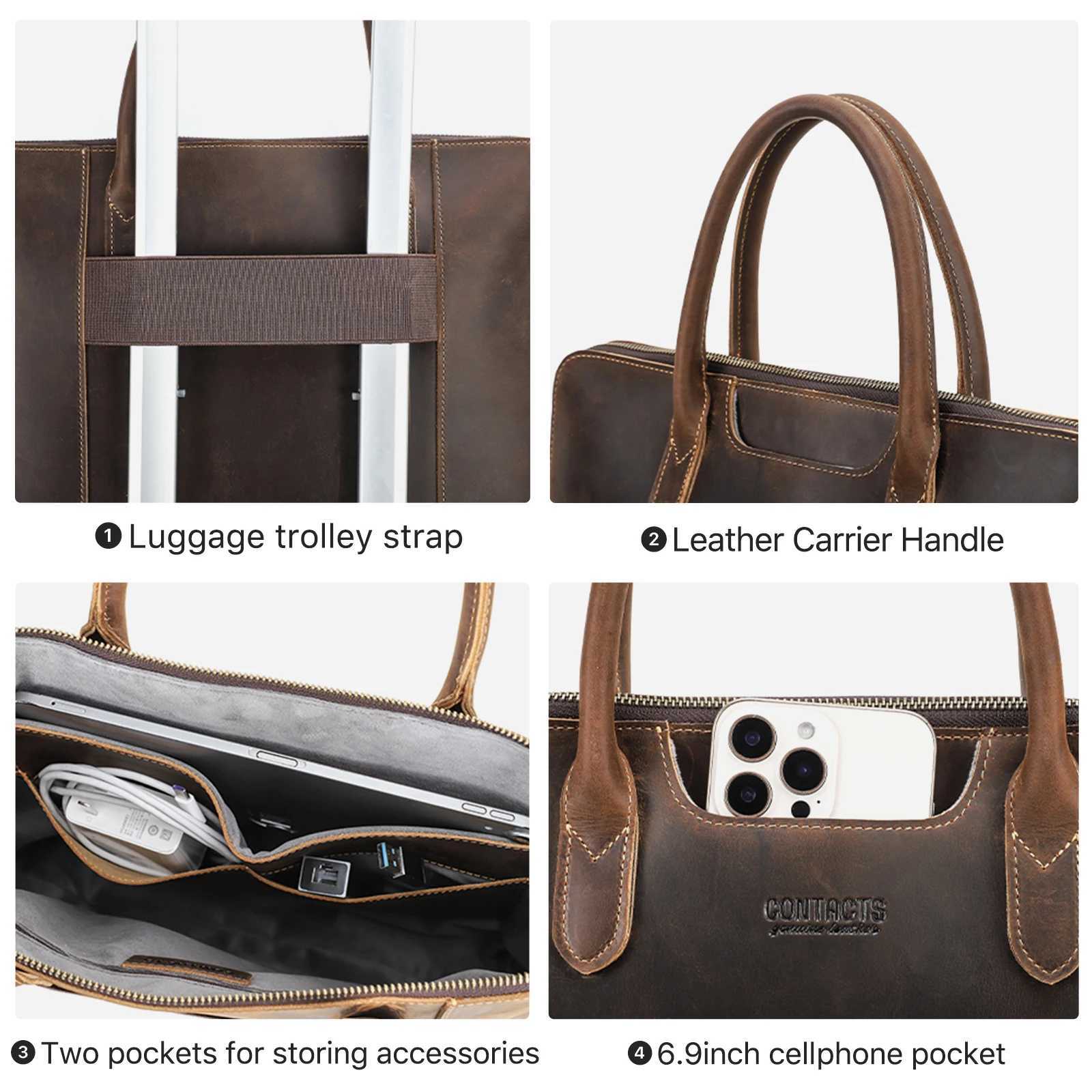 Luxury Genuine Leather Men Briefcase Business Bag Portfolio Laptop Handbag Messenger Bag Male Document Office Bag W251022