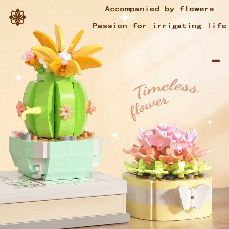 Building block simulation flower series succulent garden puzzle assembly building block decorations for childrens gifts J251022