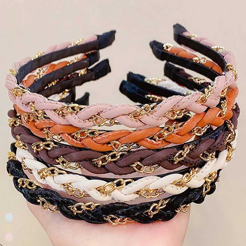 New Women Chain Hair Hoop Twined Exquisite Hairbands Lady Temperament Thin Edge Hair Decorate Headband Fashion Hair Accessories V251022