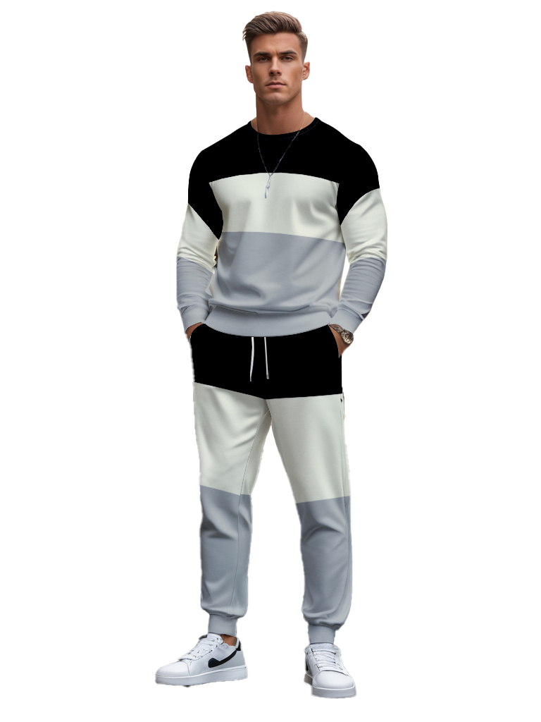 Men's Brown Knitted Cotton Blend Long Sleeve Round Neck Sweatshirt Ankle-Length Casual T-Shirt Comfortable Outdoor Wear - YLWY00157