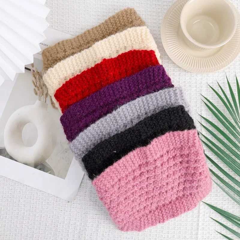 Wool Knitted Warm Headbands Womens Autumn Winter Wide Edge Headscarf Ladies Solid Soft Outdoor Windproof Hair Band Neckerchief V251022