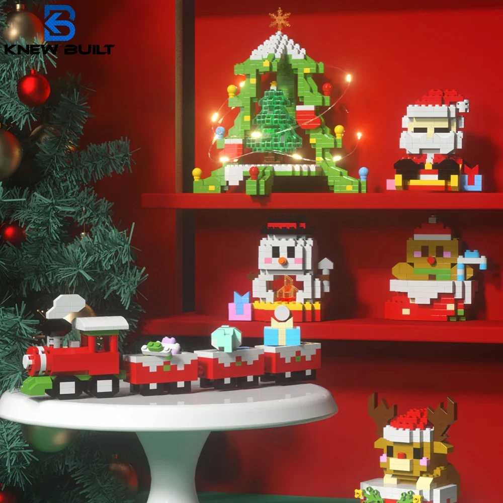 Knew Built Christmas Micro Mini Building Blocks Toys Santa Claus Christmas Tree Reindeer Snowman Elements Perfect Gifts J251022
