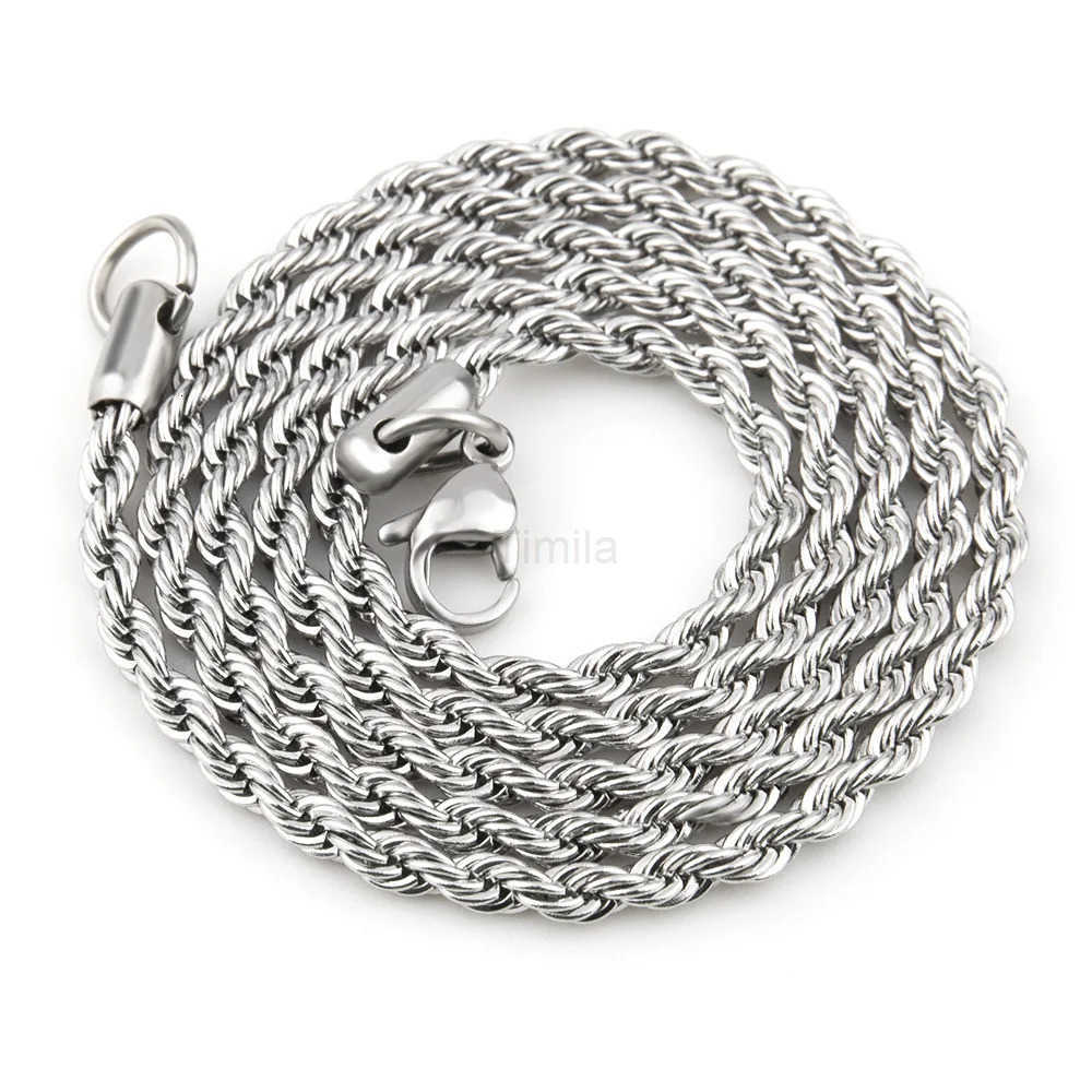 HNSP Stainless Steel Twist Rope Chain Necklace For Women Men Neck Jewelry Pendant Accessories U251022