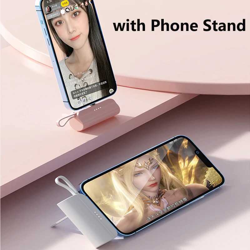 Mini Capsule Power Bank with Cable Phone Holder Portable Charger Fast Charging External Battery for iPhone J251114